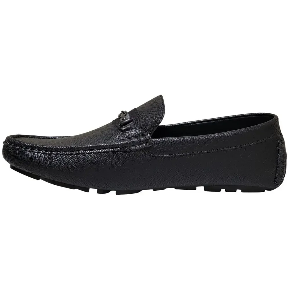 GUESS Men Aarav Slip On Horsebit Loafers Size US 9.5M Black Textured